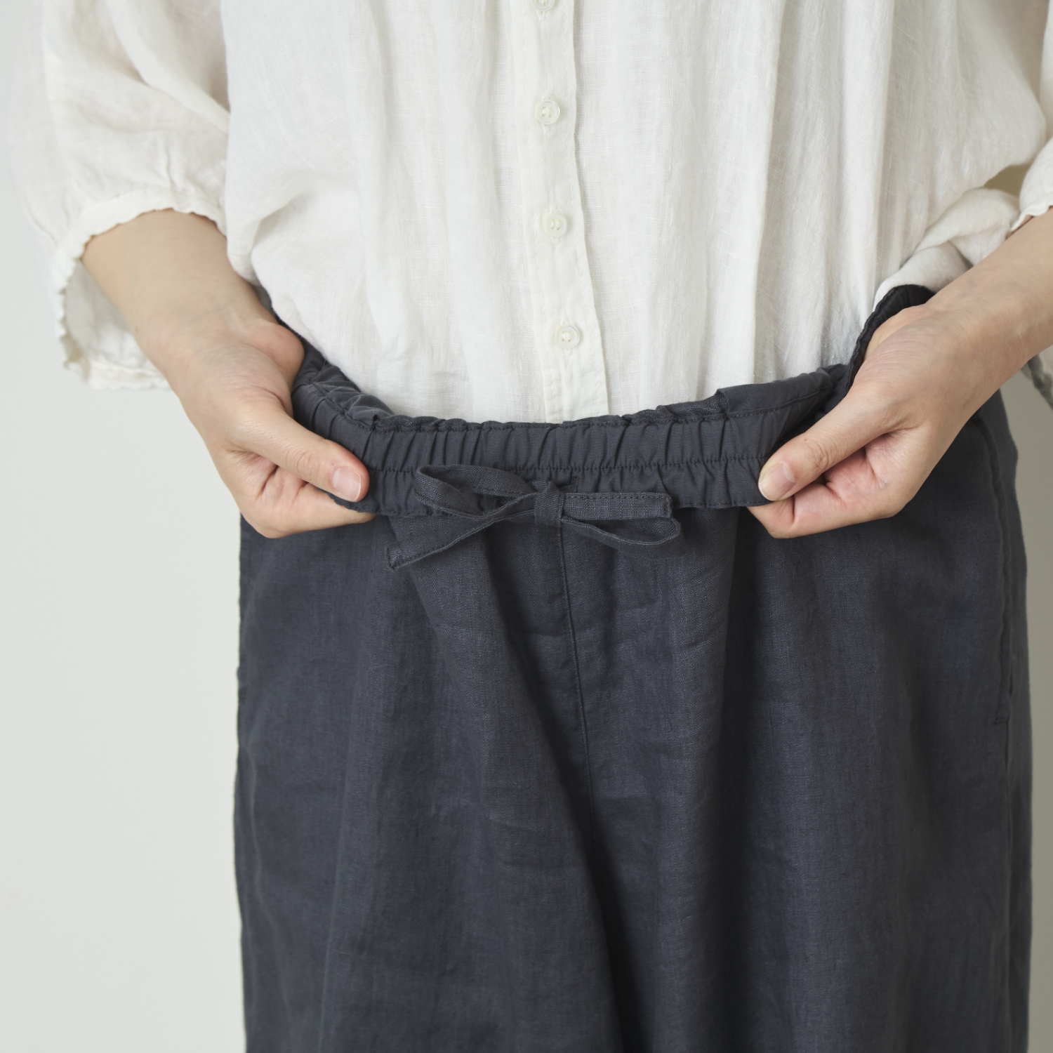 Crea delice/リネン8分丈ワイドパンツ